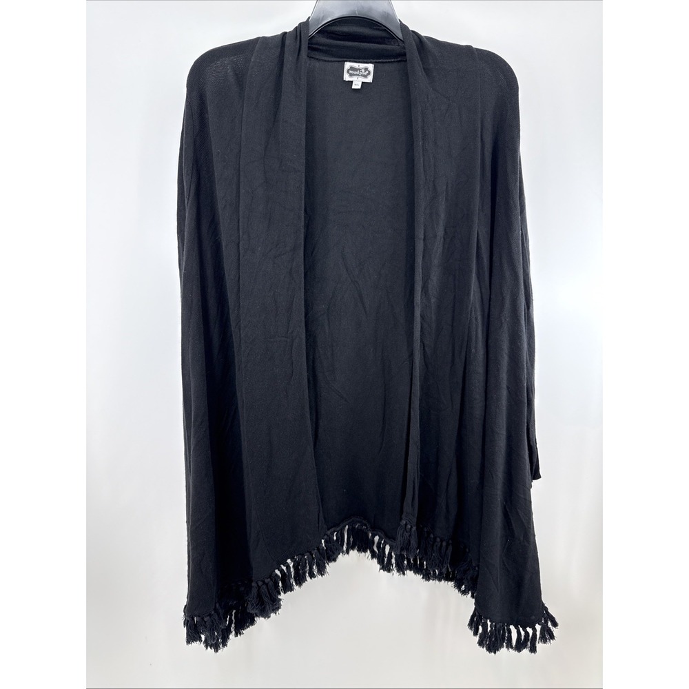 Mud Pie Fringe Open Cardigan Sweater Black Womens Size‎ Medium/Large